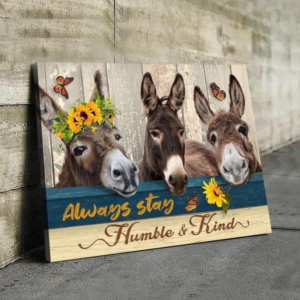 Stunning Gift Donkey Butterfly Poster Wall Art Humble And Kind