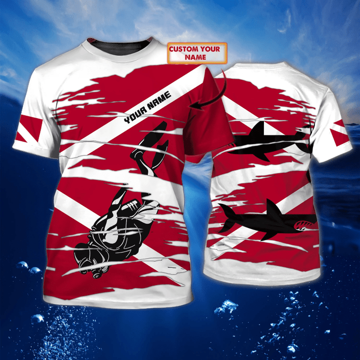 Scuba Diver- Personalized Name 3D Tshirt  99