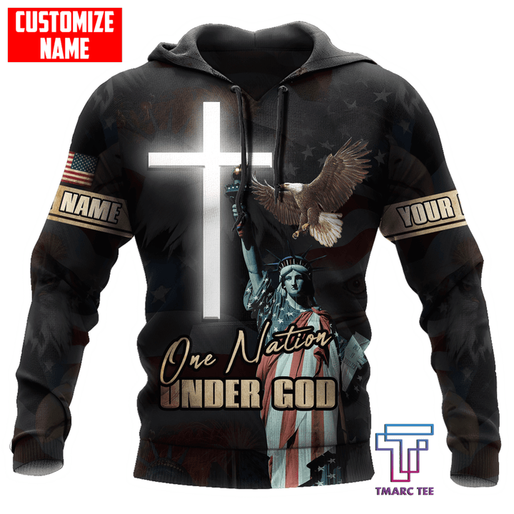 Customized name One Nation Under God 3D All Over Printed Unisex Shirts