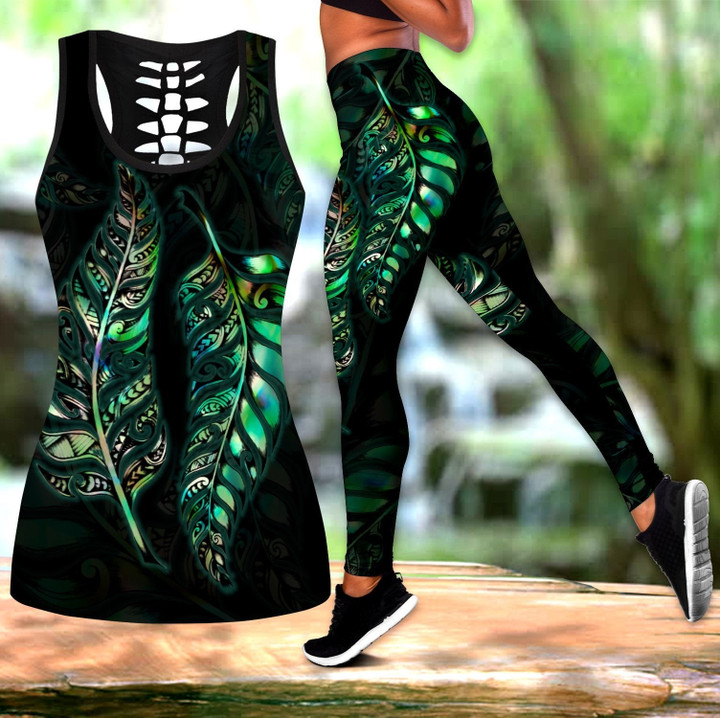 New zealand couple paua shell maori combo legging tanktop