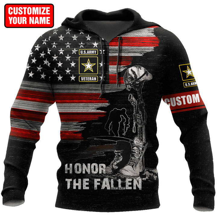 Honor the Fallen US Veteran Personalized Name 3D All Over Printed Hoodie