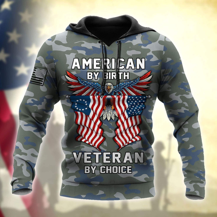 American By Birth Veteran By Choice 3D All Over Printed Hoodie