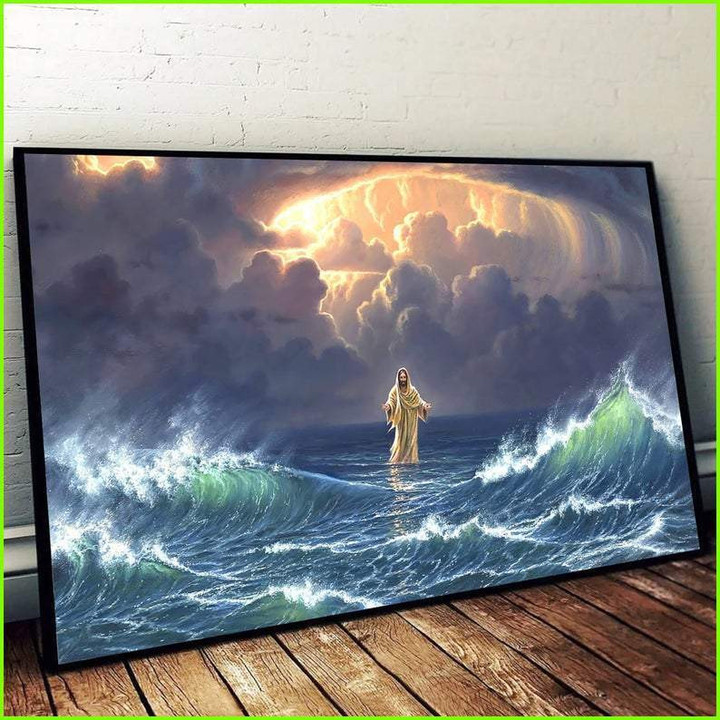 In the storm Jesus walked on the water Horizontal Poster