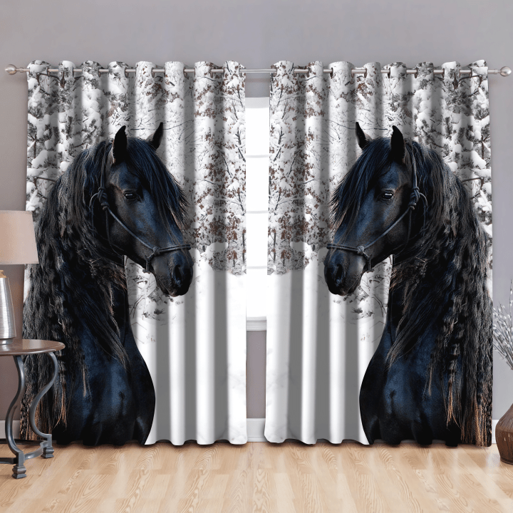 Beautiful Friesian Horse Window Curtains TNA04012105