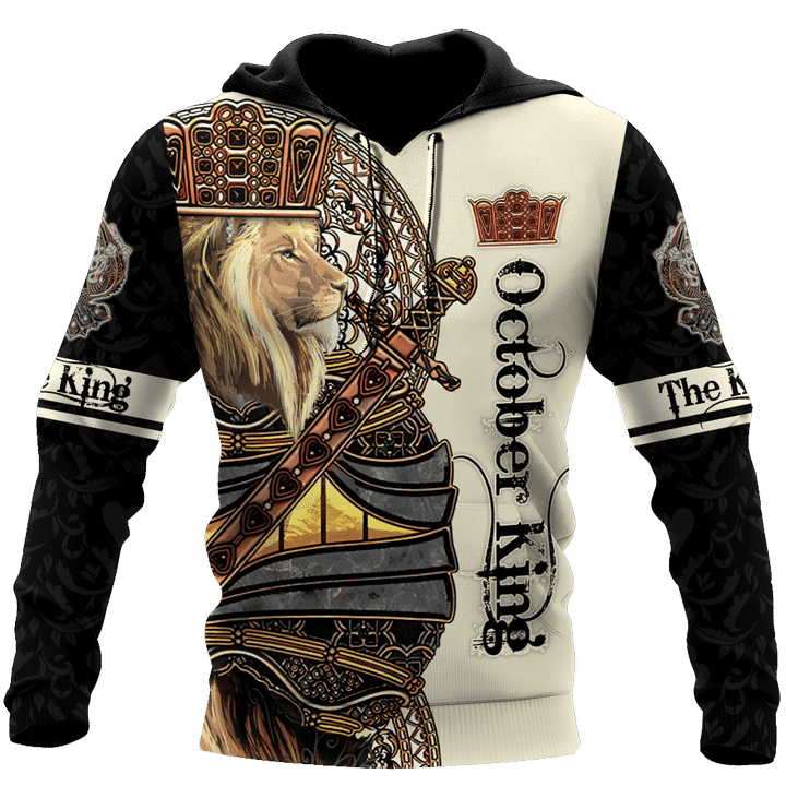October Black King Lion  3D All Over Printed Unisex Shirts