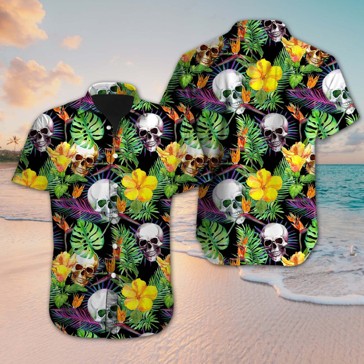 Hawaii Flower Skull Beach Sleeves Shirt TP31072002-Apparel-TP-SHIRT-S-Vibe Cosy™