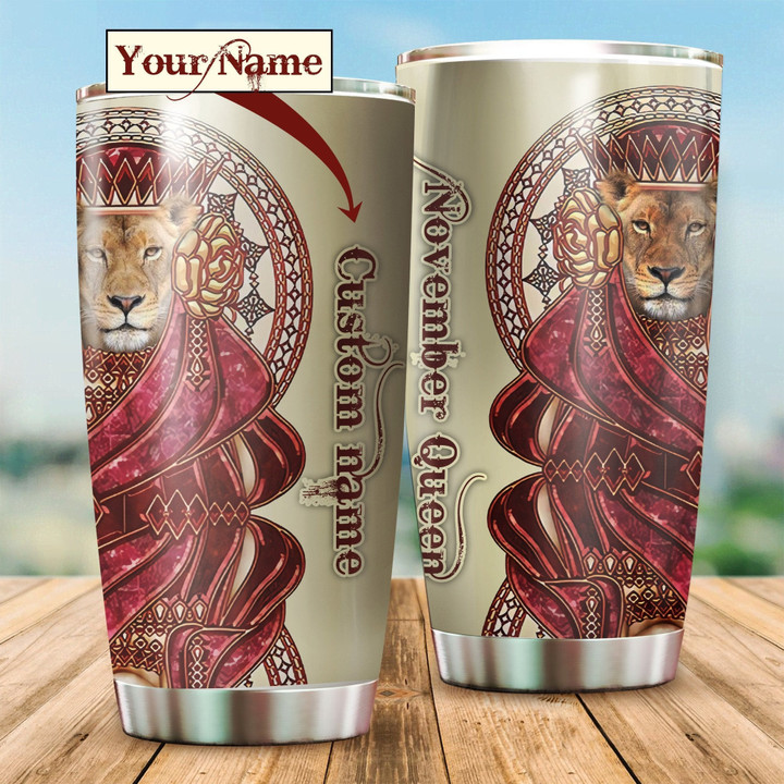 November Queen Lion Custom Name Tumbler