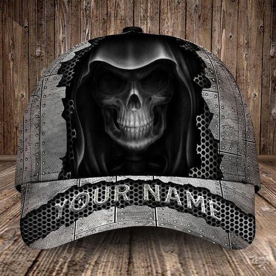 Custom Name Skull Classic Cap