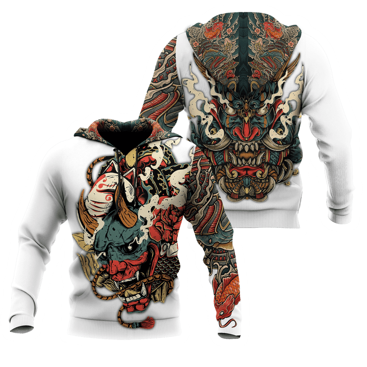 Oni Mask White Tattoo 3D Over Printed Unisex Shirt