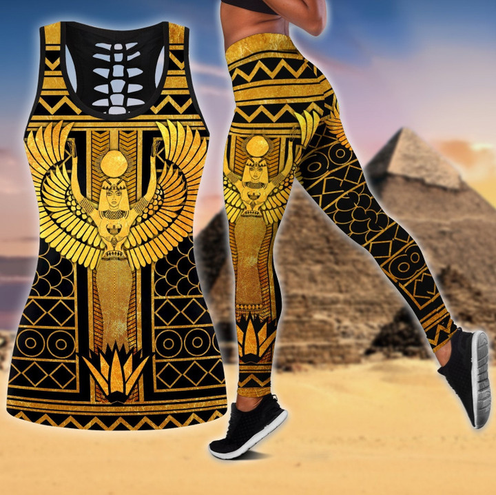 Queen of Egyptian Tattoos Legging + Hollow tank combo for women