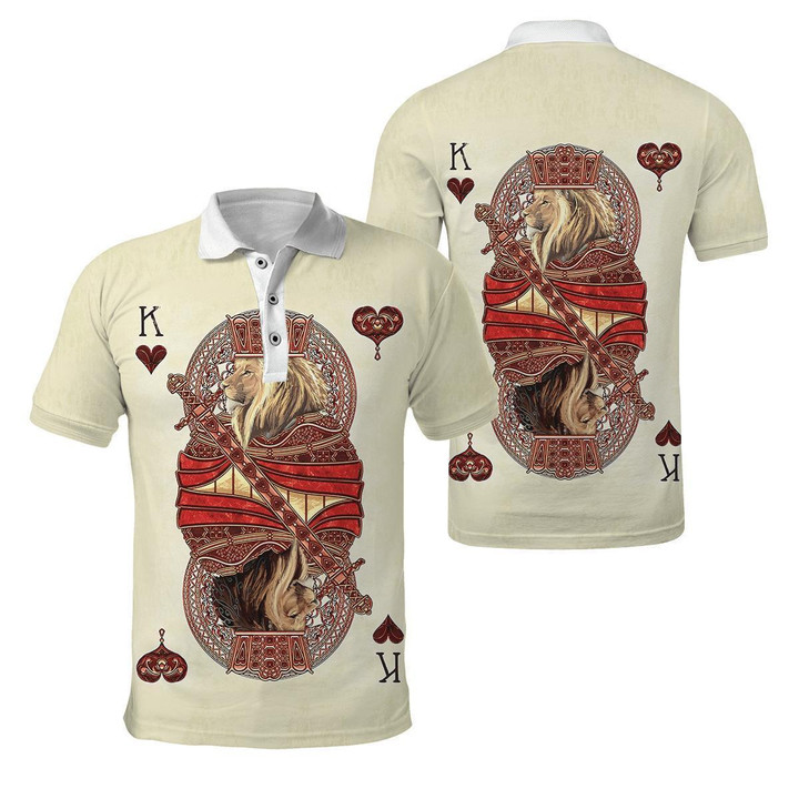 The King Club Lion Poker Polo  3D All Over Printed  Unisex Shirts