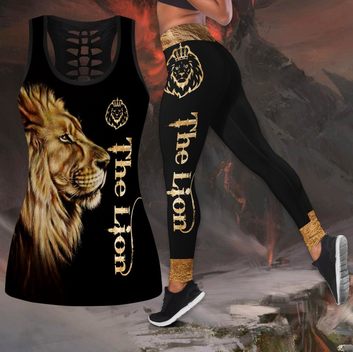 The Lion 3D All Over Printed Legging + Hollow Tank combo for women
