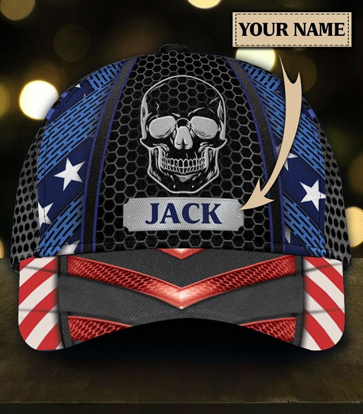 Custom Name Skull Classic Cap