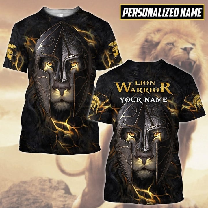 Custom Name Lion Warrior 3D All Over Printed Tshirt for Men and Women
