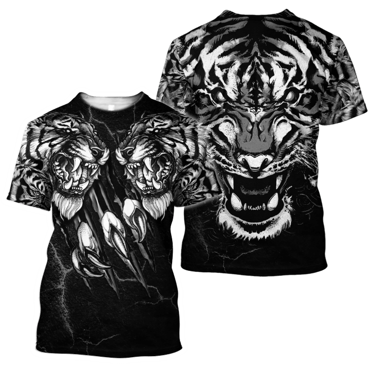 Double Tiger Tattoo Tshirt 3D All Over Printed Shirt for Men and Women
