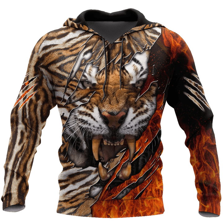 Warrior Tiger Hoodie Over Printed for Men and Women