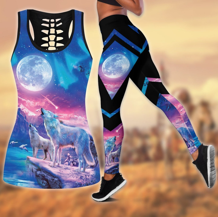 Wolf 3D All Over Printed Legging + Hollow Tank