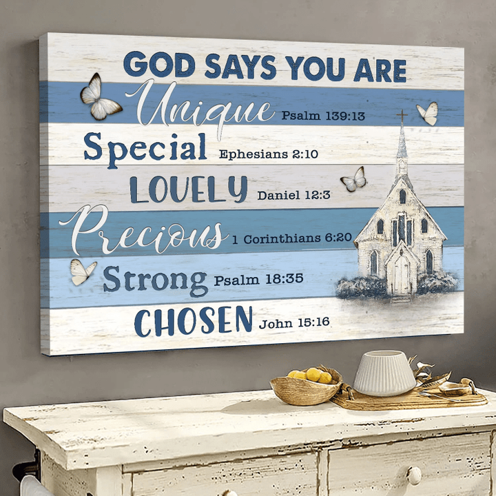 Jesus Church and butterfly God says you are Jesus Landscape Canvas Print Wall Art