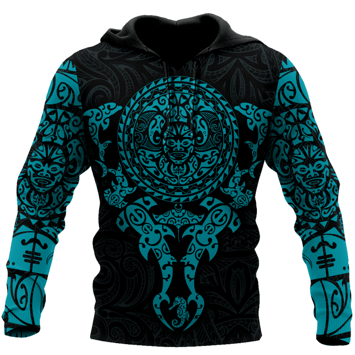 Maori tangaroa blue tattoo 3d all over printed shirt and short for man and women  HHT20072001