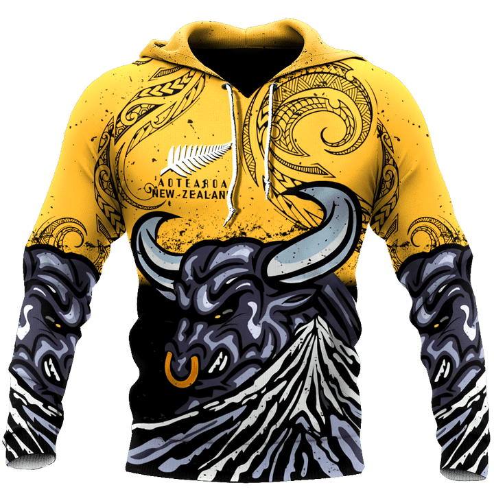 New zealand taranaki maori bull 3d all over printed shirt and short for man and women