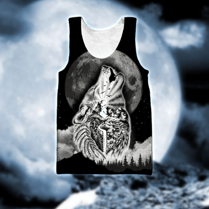 Wolf Spirit Tattoo Style 3D All Over Printed Tank Top Short by SUN QB05302002