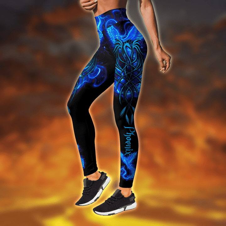 Royal Blue Phoenix Tattoo 3D All Over Printed Legging by SUN AM250502 - Amaze Style™-Apparel