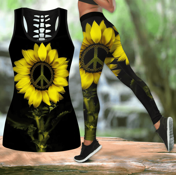 Sunflower Peace Combo Tank + Legging SU200301E - Amaze Style™-Apparel