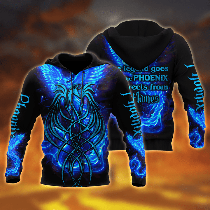 Royal Blue Phoenix Tattoo 3D All Over Printed Hoodie Shirt by SUN AM250502 - Amaze Style™-Apparel