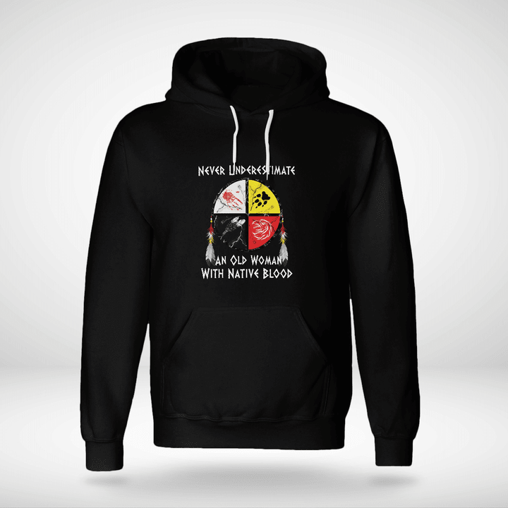 Native American Never Underestimate An Old Woman With Native Blood 2D Shirts HHT11032204DH