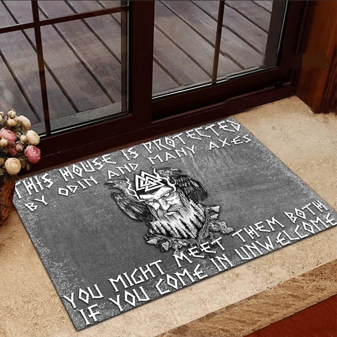 Viking Odin And Axes Easy Clean Welcome DoorMat | Felt And Rubber | DO2692