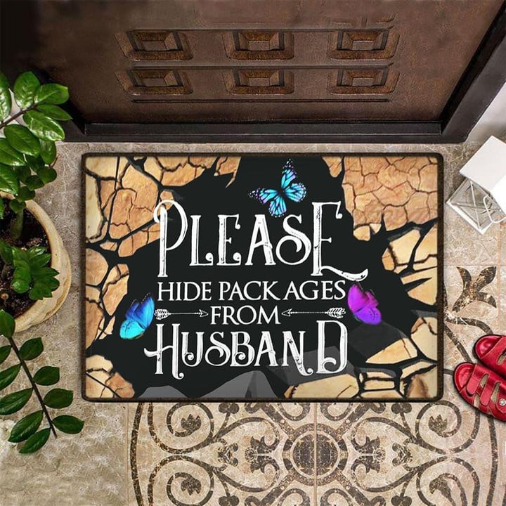Please Hide Packages Easy Clean Welcome DoorMat | Felt And Rubber | DO2839