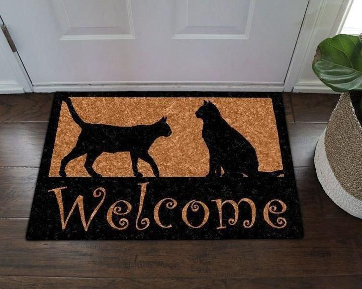 Night Cats Easy Clean Welcome DoorMat | Felt And Rubber | DO1724