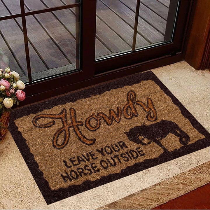Howdy Leave Your Horse Easy Clean Welcome DoorMat | Felt And Rubber | DO3286