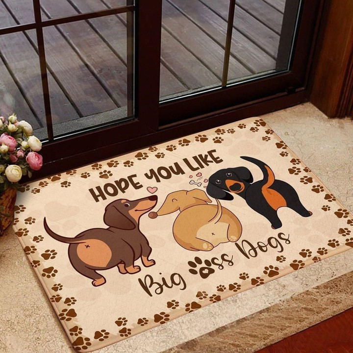 Funny Dachshund Easy Clean Welcome DoorMat | Felt And Rubber | DO1623