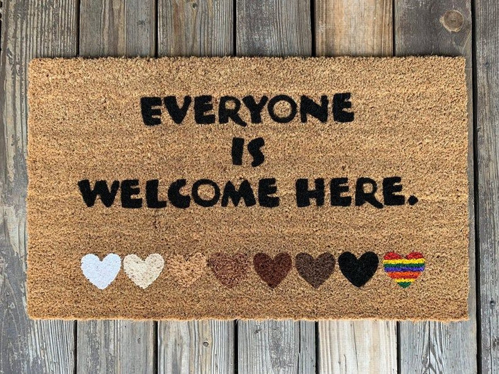Everyone Is Welcome Here Easy Clean Welcome DoorMat | Felt And Rubber | DO3058