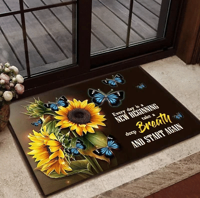 Butterfly Every Day Is A New Beginning Easy Clean Welcome DoorMat | Felt And Rubber | DO3418