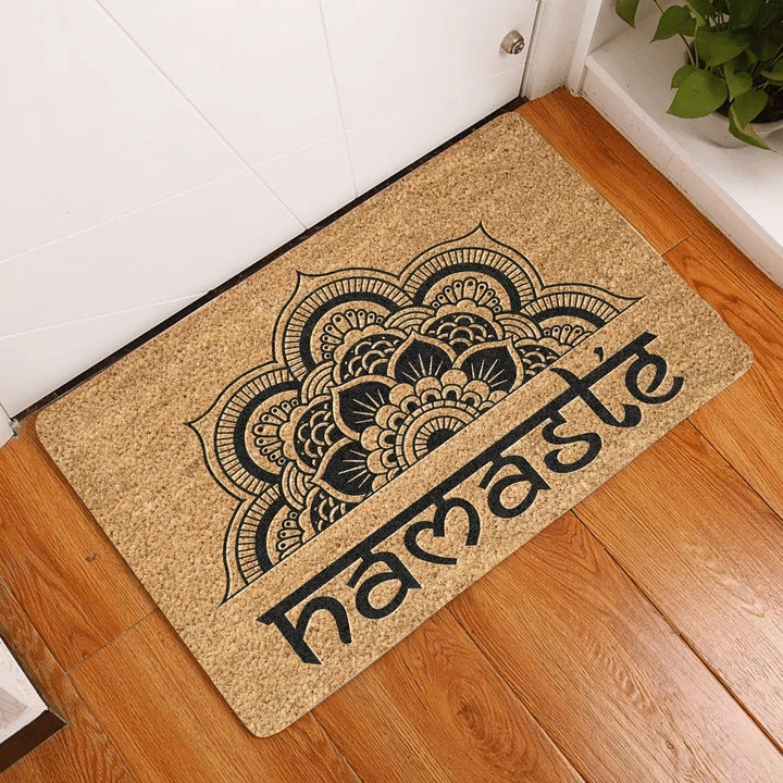 Namaste Coir Pattern Easy Clean Welcome DoorMat | Felt And Rubber | DO2934