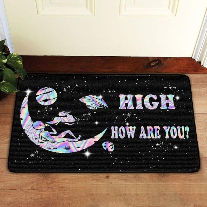 Moon High How Are You Easy Clean Welcome DoorMat | Felt And Rubber | DO3368
