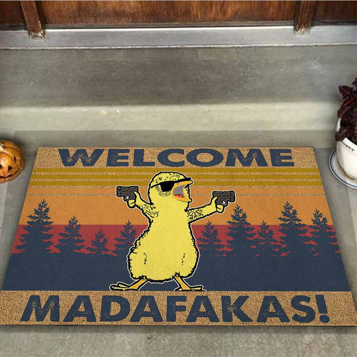 Welcome Madafakas � Chicken Easy Clean Welcome DoorMat | Felt And Rubber | DO1238