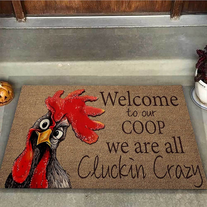 Welcome To Our Coop � Chicken Easy Clean Welcome DoorMat | Felt And Rubber | DO1233