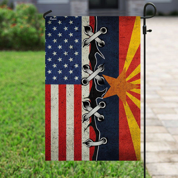 Arizona and American Garden Decor Flag | Denier Polyester | Weather Resistant | GF1731