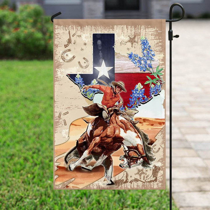 Texas Horseback Riding Garden Decor Flag | Denier Polyester | Weather Resistant | GF1948