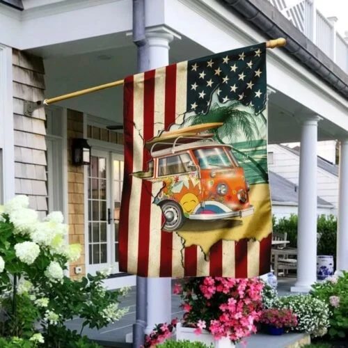 Camper Van American Garden Decor Flag | Denier Polyester | Weather Resistant | GF1539
