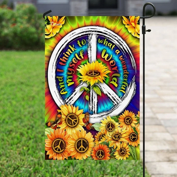 World Hippie Garden Decor Flag | Denier Polyester | Weather Resistant | GF1864