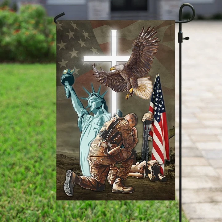 Proud Veteran Under God Garden Decor Flag | Denier Polyester | Weather Resistant | GF1419