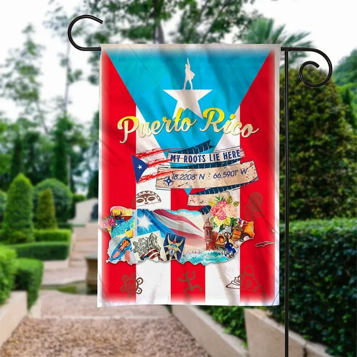My Heart Is In Puerto Rico Garden Decor Flag | Denier Polyester | Weather Resistant | GF1094