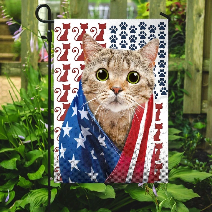 American Cat Garden Decor Flag | Denier Polyester | Weather Resistant | GF1982