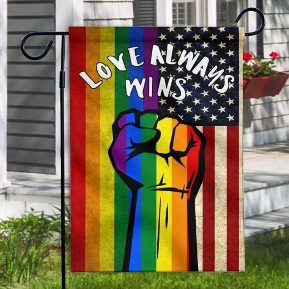 LGBT Love Is Always Wins Garden Decor Flag | Denier Polyester | Weather Resistant | GF2318