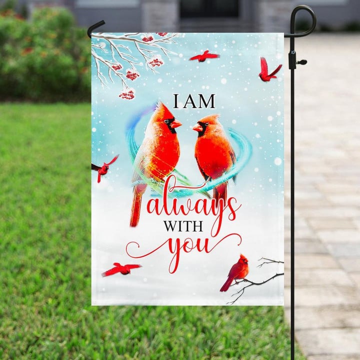 Red Cardinal I Am Always With You Garden Decor Flag | Denier Polyester | Weather Resistant | GF2246