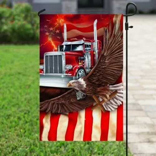 Truck Driver American Garden Decor Flag | Denier Polyester | Weather Resistant | GF1298